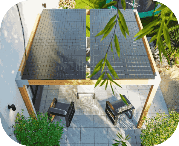 Photo d'une installation de pergola photovoltaïque