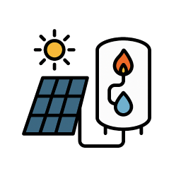 Pictogramme représentant un système solaire combiné
